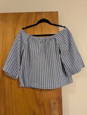 Tommy Hilfiger Striped Off-Shoulder Blue Women’s Top